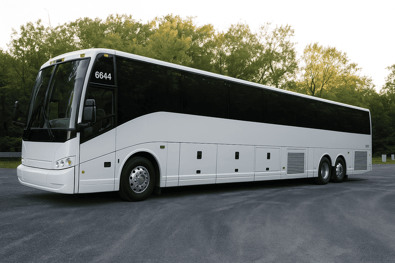exterior of Charter Bus Rental Cary coach bus
